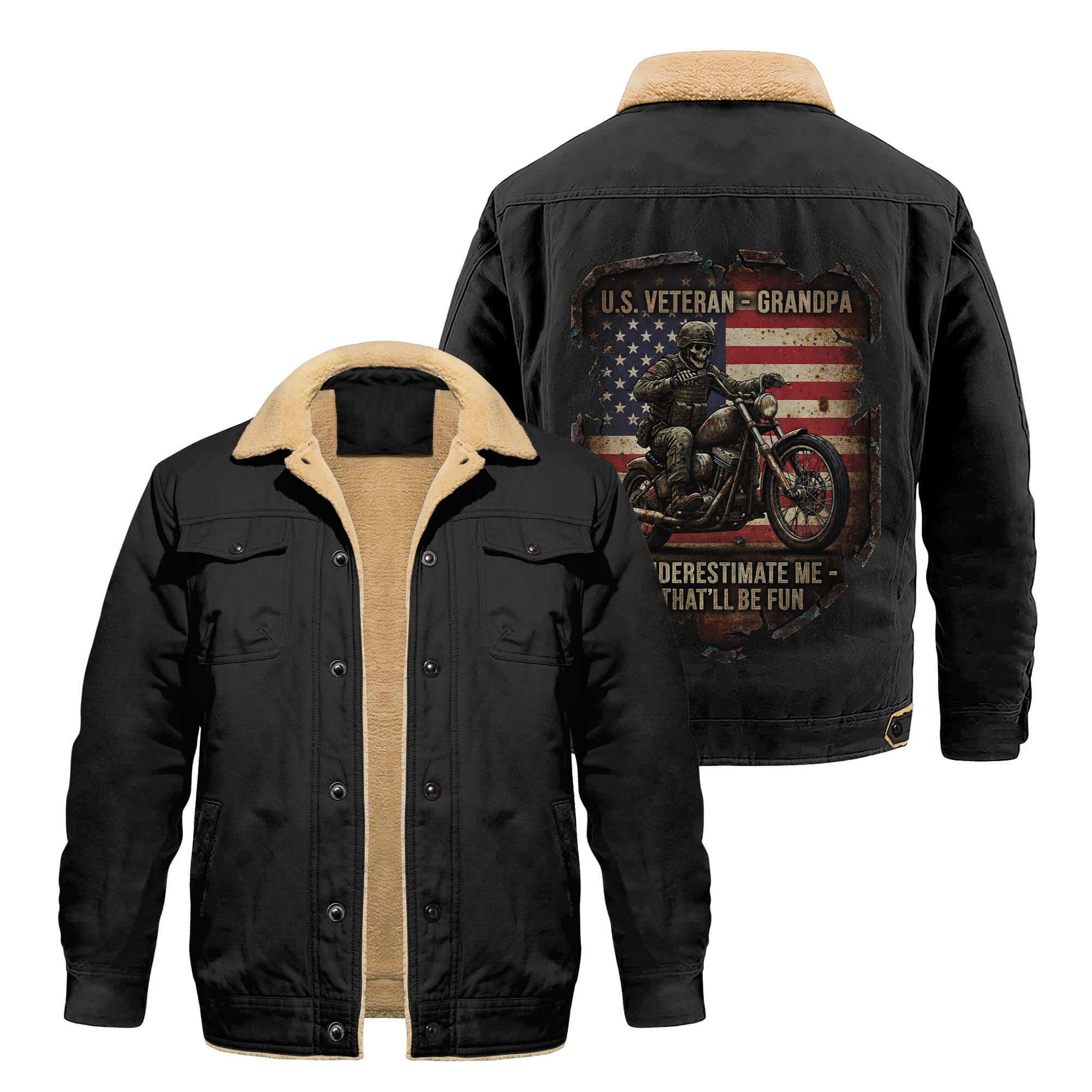 U.S Veteran Grandpa Cargo Fleece Jacket