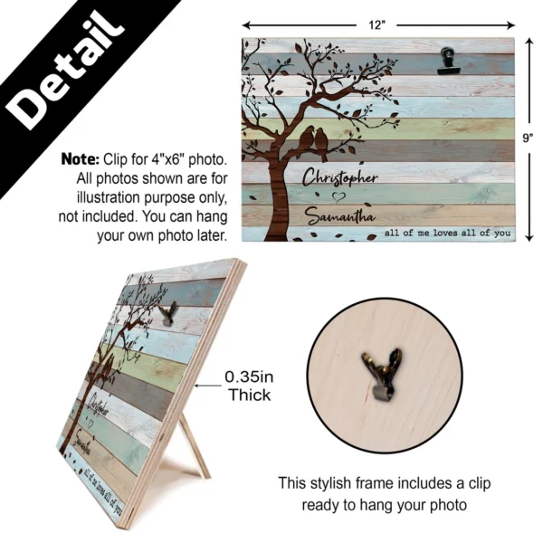 All Of Me Loves All Of U Wooden Photo Clip Frame - Image 4