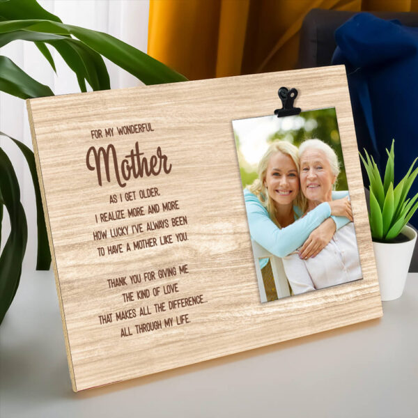Personalized Mother's Day Gift How Lucky I've Always Been Rustic Wooden Photo Clip Frame - Image 5