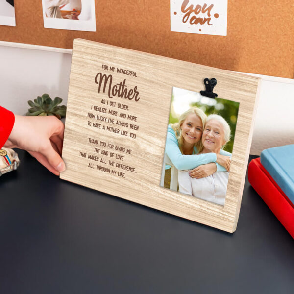 Personalized Mother's Day Gift How Lucky I've Always Been Rustic Wooden Photo Clip Frame - Image 3