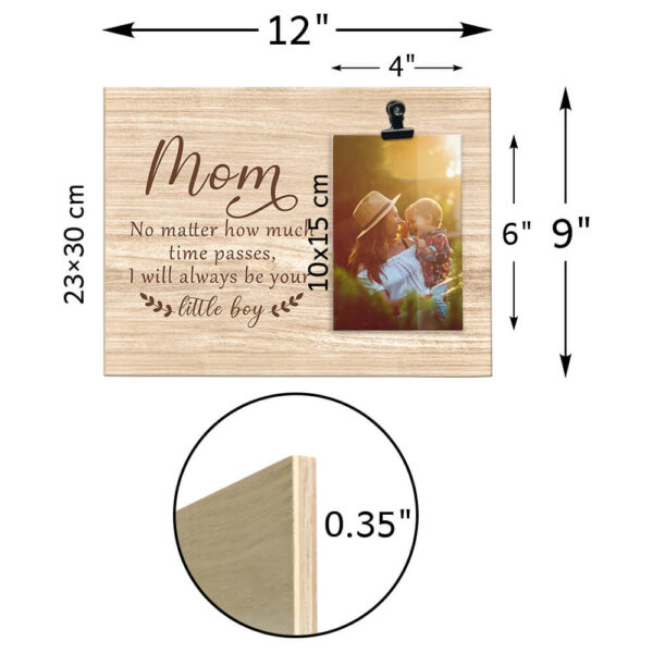 Mother's Day Gift From Son Always Be Your Little Boy Rustic Wooden Photo Clip Frame - Image 2